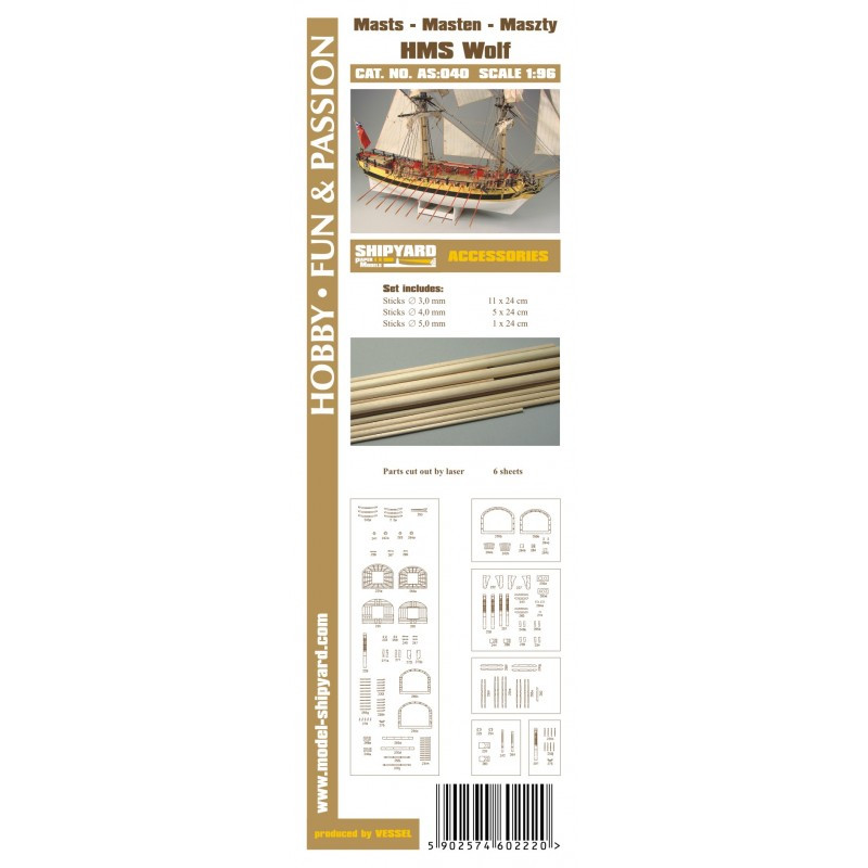 Accesories for making Masts and Yards HMS Wolf